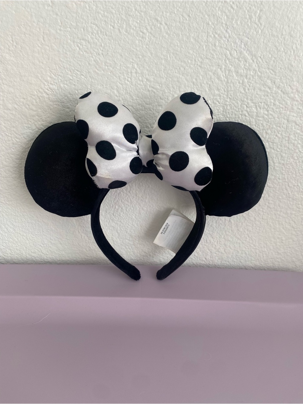 Disney Minnie Mouse black & white polka dot satin bow ears